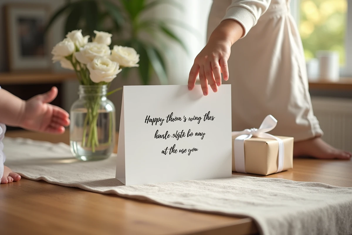 Carte manuscrite et cadeau bebe avec main d enfant