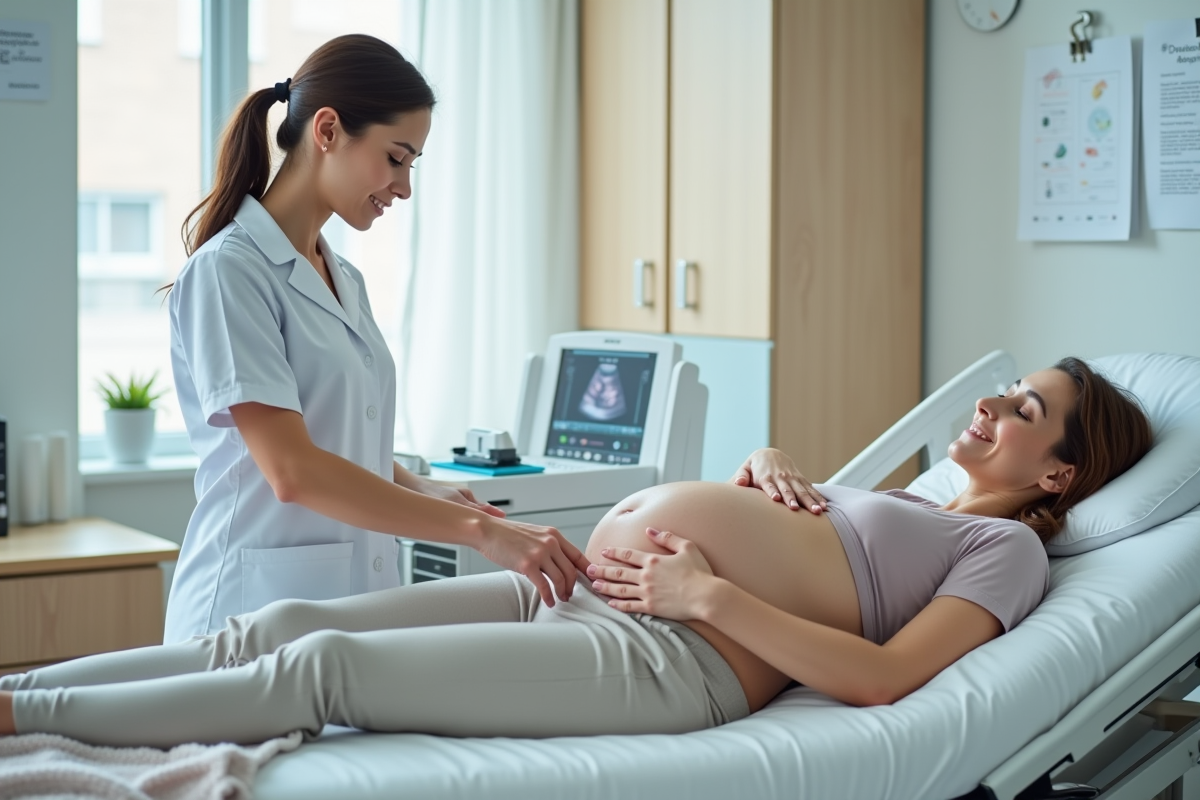 Consultation prénatale avec une femme enceinte et une professionnelle
