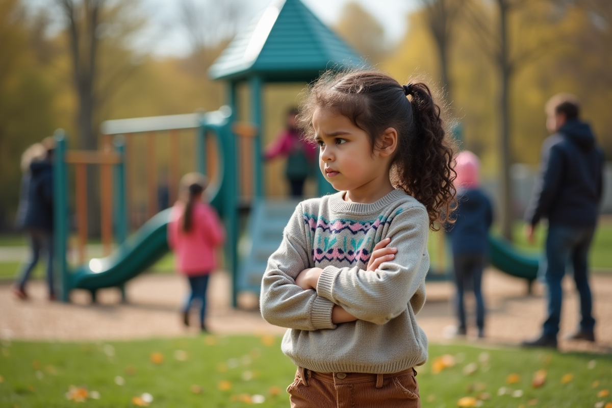 Fille de 7 ans dans un parc près d
