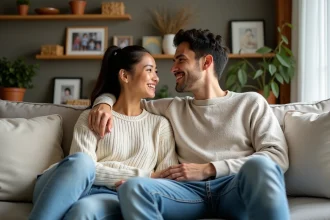 Naomi Osaka et son mari dans un salon chaleureux