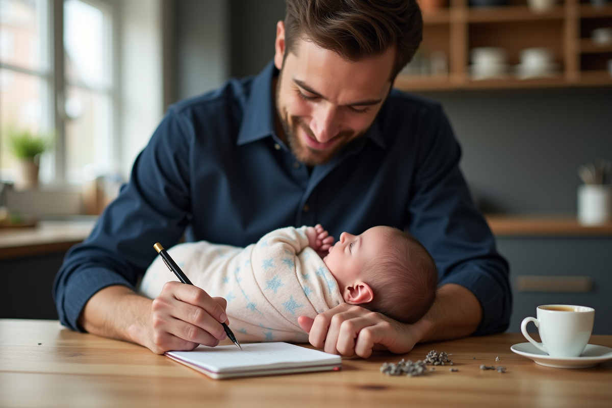 Papa surveillant son bébé lors d