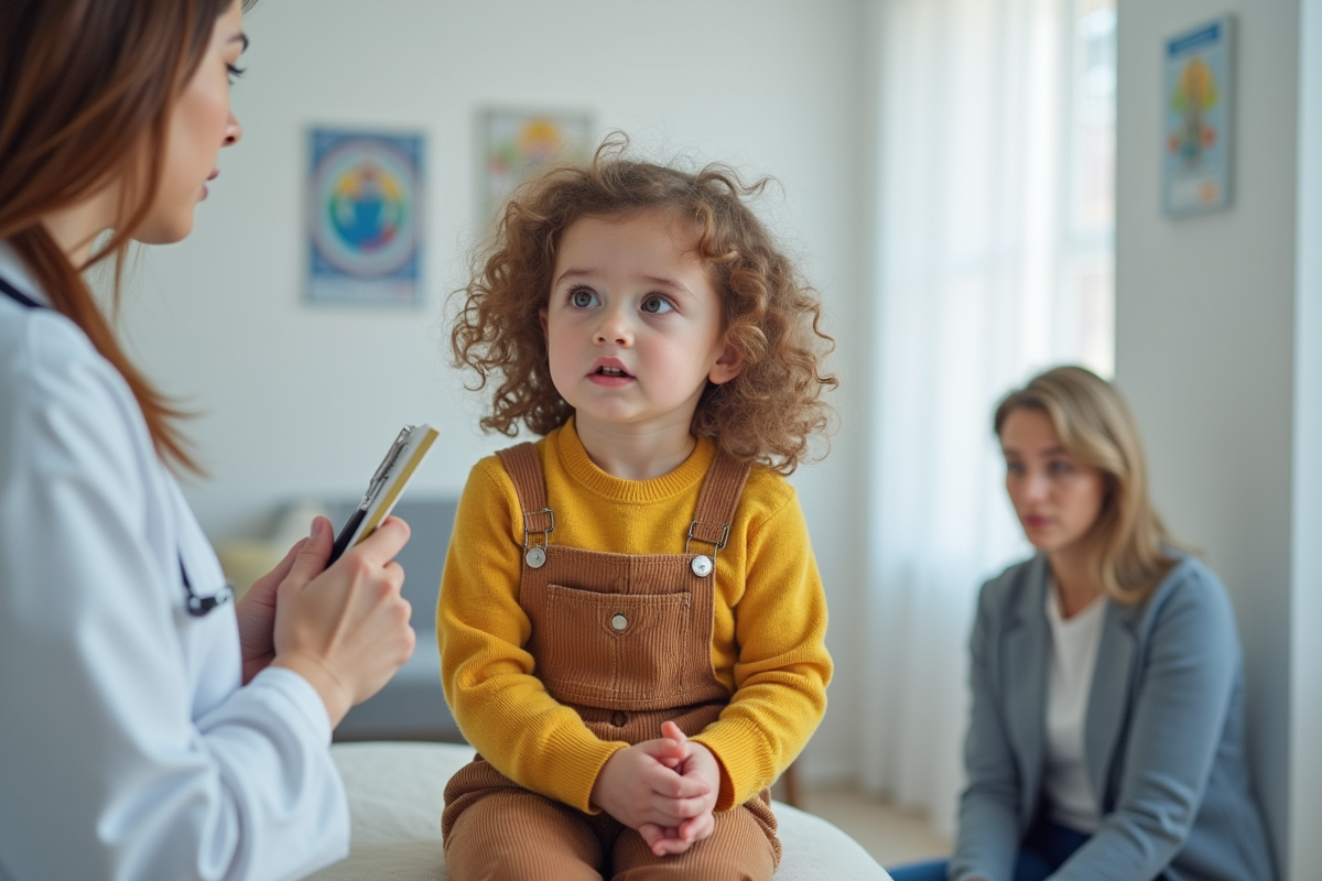 Jeune fille de 2 ans lors d’un examen médical chez le pédiatre